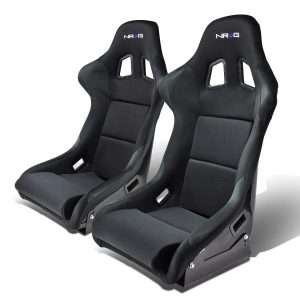 NRG FRP-310 Pair of Fiber Glass Bucket Style Racing Seat w/Adjustable Mounting Bracket, Black