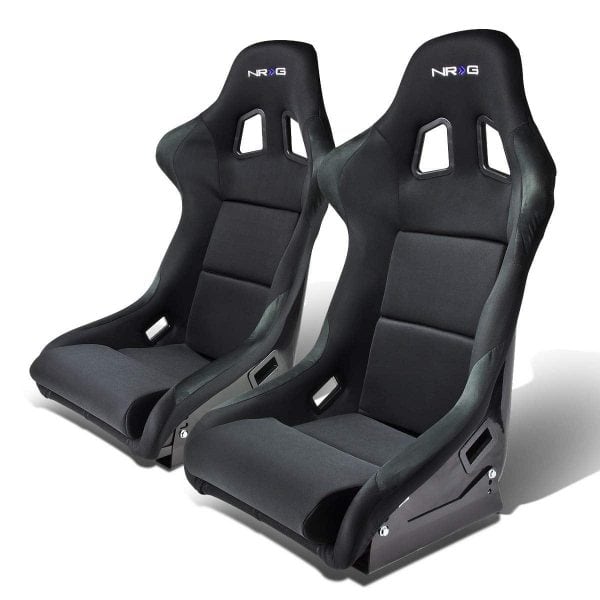 NRG FRP-310 Pair of Fiber Glass Bucket Style Racing Seat w/Adjustable Mounting Bracket, Black