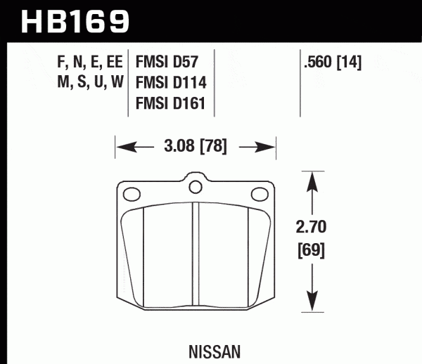 HAWK HPS Performance FRONT Brake Pads for 1970-1978 Datsun 240Z 260Z 280Z 2