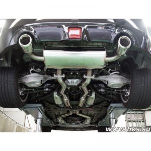 HKS Legamax Premium Exhaust w/Mid Pipes, 4.5" Dual Tips, 2009-2015 Nissan 370Z
