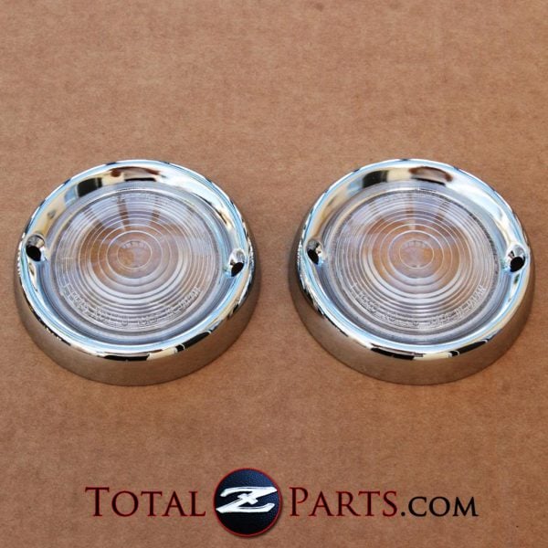 Datsun Roadster Parking Lamp Lenses Clear, Pair, 1963-69 *NOS*