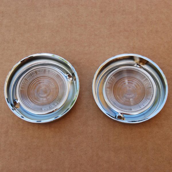 Datsun Roadster Parking Lamp Lenses Clear, Pair, 1963-69 *NOS* 2
