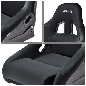 NRG FRP-310 Pair of Fiber Glass Bucket Style Racing Seat w/Adjustable Mounting Bracket, Black