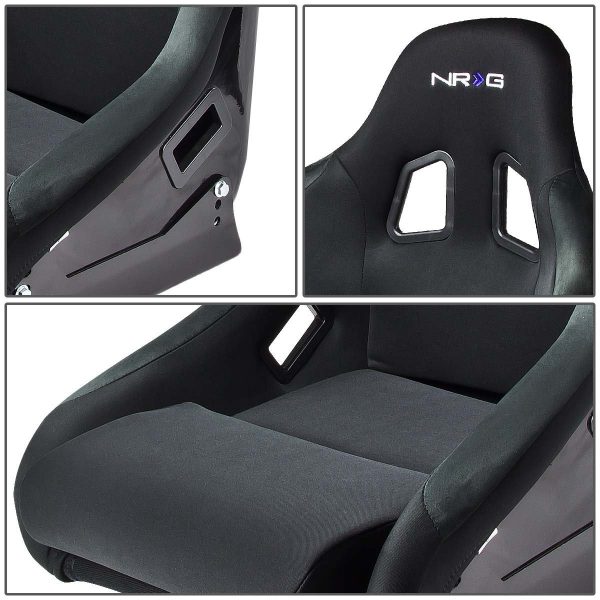 NRG FRP-310 Pair of Fiber Glass Bucket Style Racing Seat w/Adjustable Mounting Bracket, Black 2