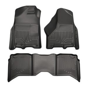 HUSKY LINERS Front & 2nd Row Floor Liners, BLACK, for 09-17 Dodge RAM Crew Cab