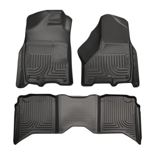 HUSKY LINERS Front & 2nd Row Floor Liners, BLACK, for 09-17 Dodge RAM Crew Cab