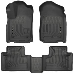 HUSKY LINERS Front & 2nd Row Seat Floor Liners, BLACK, for 11-15 Dodge Durango, Jeep Grand Cherokee