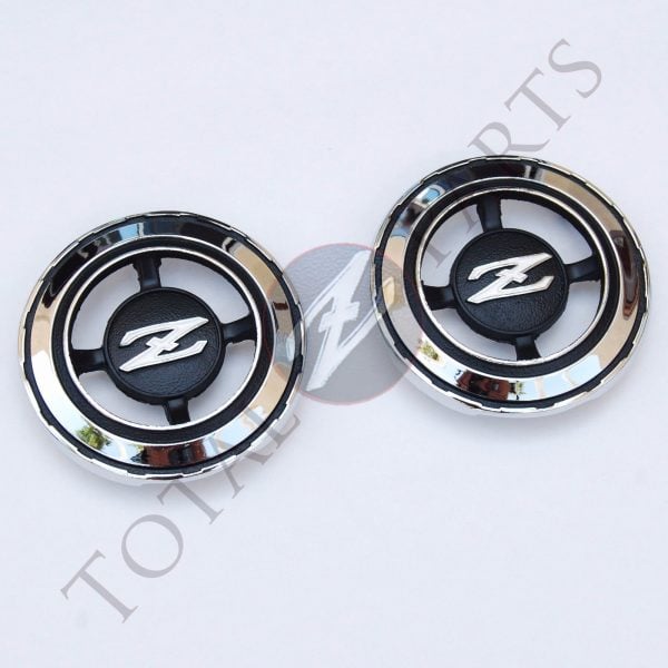 Datsun 240Z 260Z 280Z Metal Roof Pillar Emblems Pair 71-78 *NEW, Old Stock*