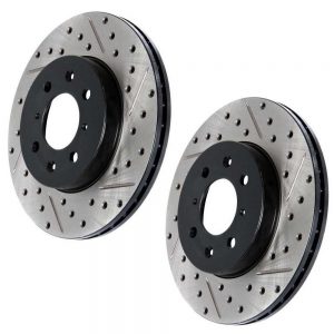 StopTech Slotted+Drilled 11.02" FRONT Brake Rotors, for '90-96 Nissan 300ZX (Z32)