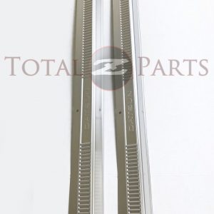 Datsun 240Z 260Z 280Z S30 Outer Door Metal Kick Sill Plates Pair, "Datsun" Stamp