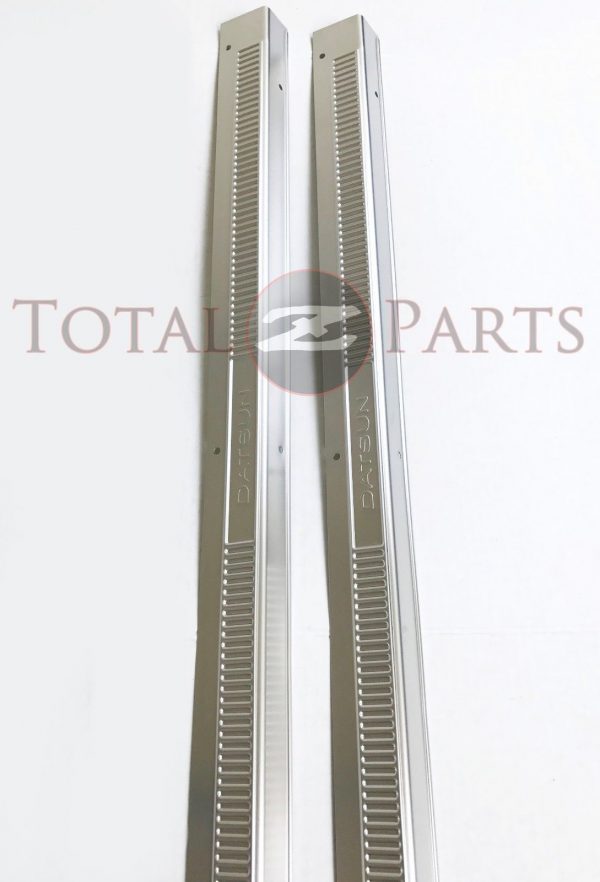 Datsun 240Z 260Z 280Z S30 Outer Door Metal Kick Sill Plates Pair, “Datsun” Stamp 4