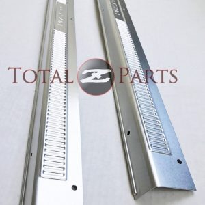 Datsun 240Z 260Z 280Z S30 Outer Door Metal Kick Sill Plates Pair, "Datsun" Stamp