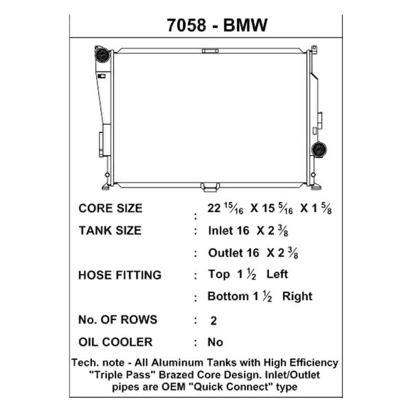 TotalZParts_CSF-Triple-Pass-Race-Aluminum-Radiator_2001-2006-BMW-M3-E46-7058-Dimensions