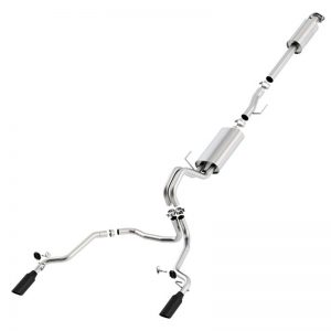 Borla® Catback Touring Split Rear Exit Exhaust, 15-20 Ford F150 (Black Tips)