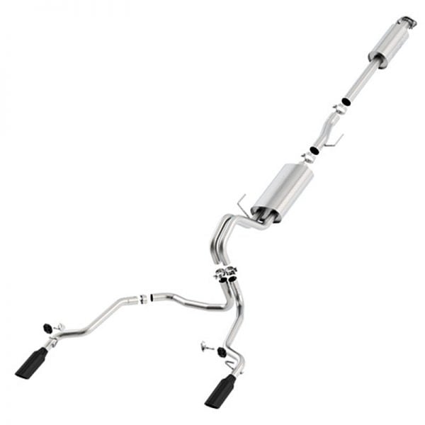 Borla® Catback Touring Split Rear Exit Exhaust, 15-20 Ford F150 (Black Tips) Borla® Catback Touring Split Rear Exit Exhaust, 15-20 Ford F150 (Black Tips)