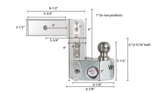 TotalZParts_Weigh-Safe-Trucks-Trailers-Towing-6IN-DROP-25IN-SHAFT-HITCH-BALL-MOUNT-WITH-KEY-LOCK-HITCH-PIN_WS6-2-5-KA-measurements