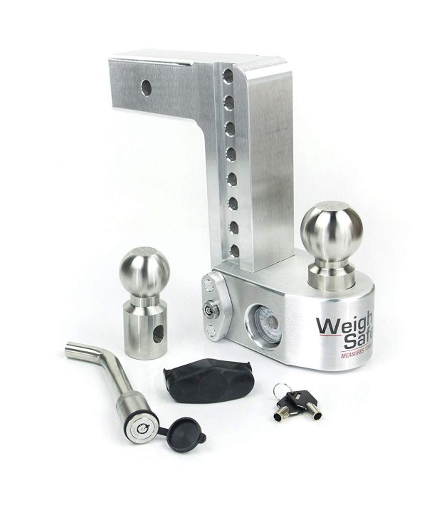Weigh Safe® 8" Drop Hitch 2.5" Receiver w/ Tongue Weight Gauge 18500LBS Weigh Safe® 8" Drop Hitch 2.5" Receiver w/ Tongue Weight Gauge 18500LBS