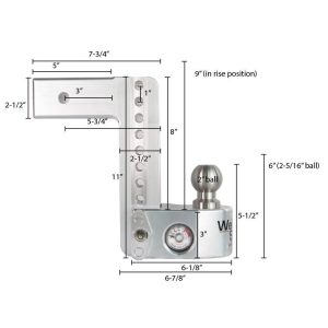 Weigh Safe® 8" Drop Hitch 2.5" Receiver w/ Tongue Weight Gauge 18500LBS Weigh Safe® 8" Drop Hitch 2.5" Receiver w/ Tongue Weight Gauge 18500LBS