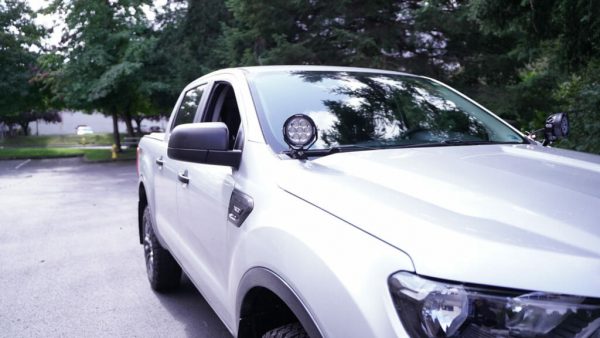 TotalZParts_Vision-X-Ford-Ranger-A-Pillar-CG2-mini-Cannons-LED-KIT-4-7-INCH_XIL-OEA19FRACPM7-installed-front-hood
