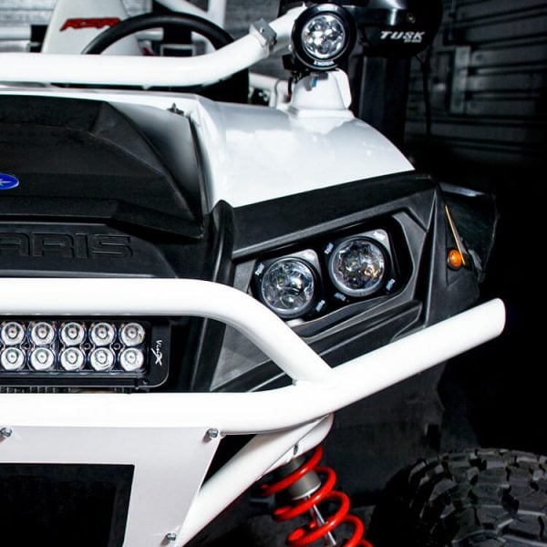 TotalZParts_Vision-X-Polaris-RZR-LED-Headlight-Upgrade-kit_installed-optimus-round-halo-UTV-ATV-BRIGHTjpg