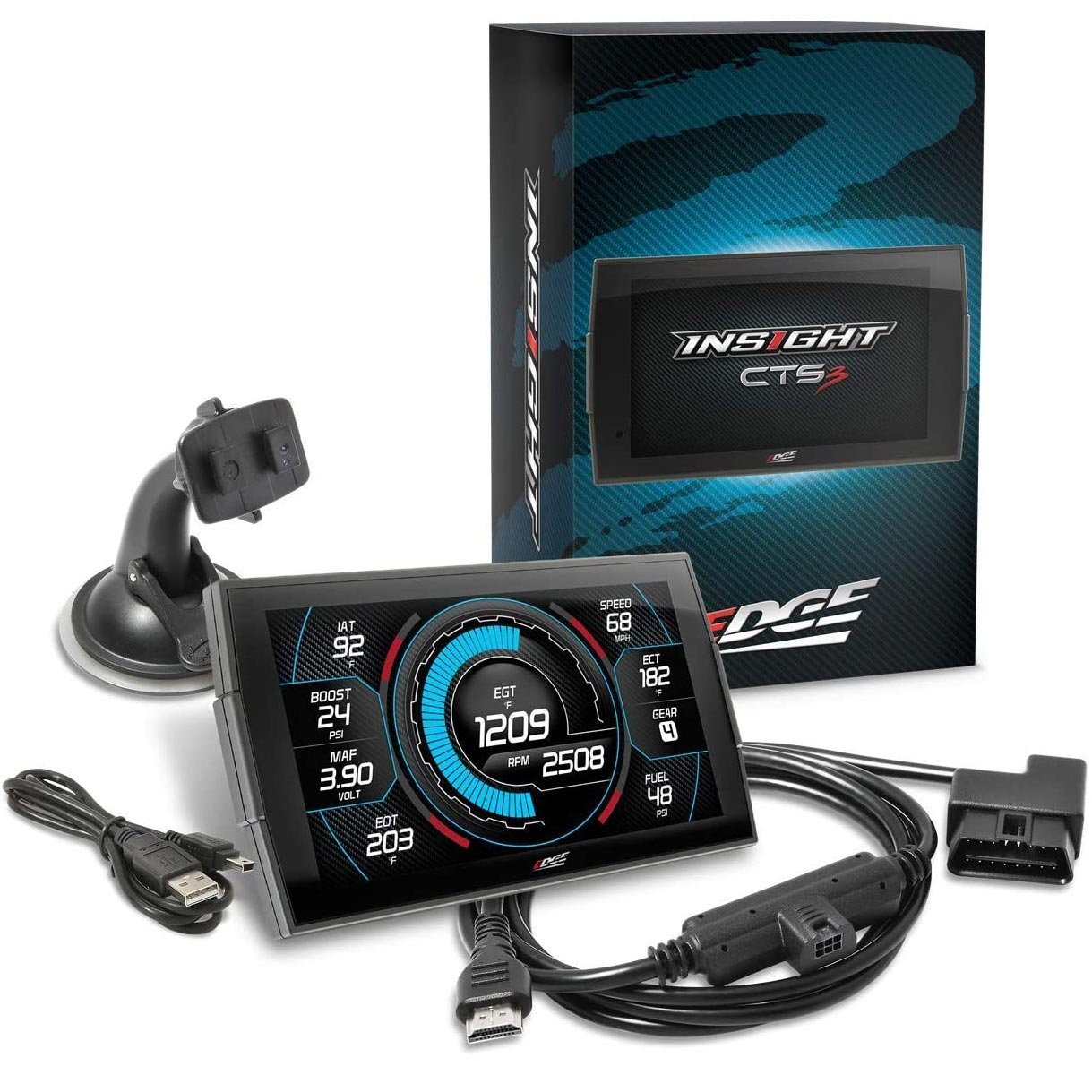 Edge Insight CTS3 Instrument Panel – Universal Multi-Purpose Gauge Monitor, Black