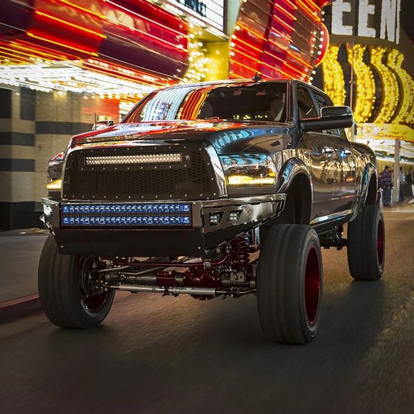 Rigid-Radiance-Plus-LED-Bar-Installed-Blue-Backlight-Truck-Ram-Bumper