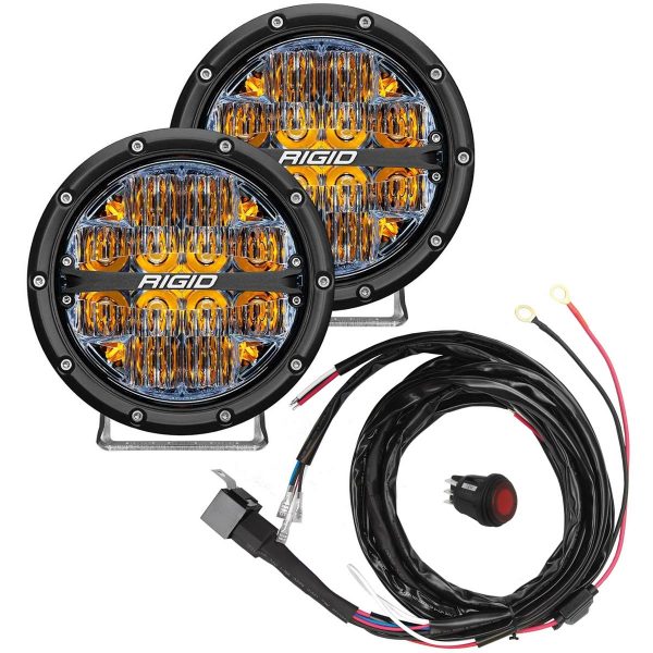 Rigid® 360-Series 6" Driving LED Fog Lights (Amber Backlight) with Harness