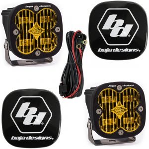 Baja Designs® Squadron™ SAE LED Amber Lights Pair Wide Cornering w/Rock Guards
