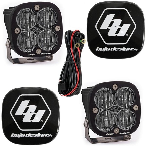 Baja Designs® Squadron™ SAE LED Fog Lights Pair Wide Cornering w/Rock Guards