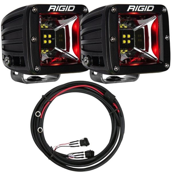 Rigid® Radiance Pod Scene 3" LED Light Pods (Red Backlight) w/Harness