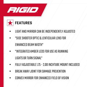 Rigid Industries® 64011 Reflect LED Lights Side Mirrors Pair (Can-Am, Polaris, Honda, Yamaha) Rigid Industries® 64011 Reflect LED Lights Side Mirrors Pair (Can-Am, Polaris, Honda, Yamaha)