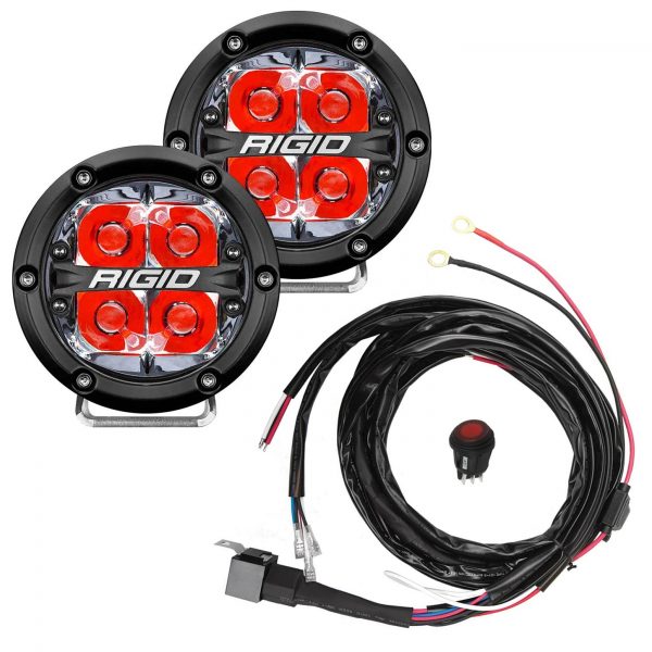 Rigid® 360-Series 4" Spot LED Fog Lights (Red Backlight) with Harness