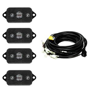 Baja Designs® Universal Red LED Rock Lights Kit (4 Lights) w/Harness