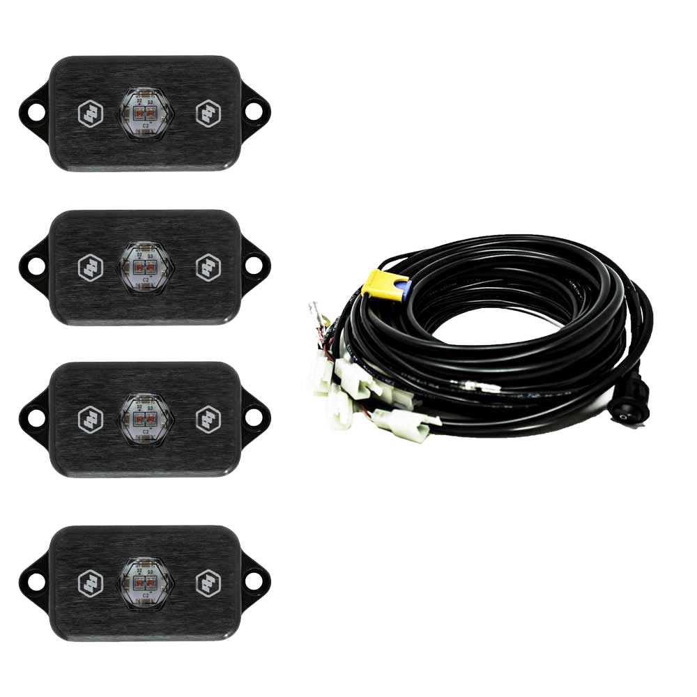 Baja Designs® Universal Red LED Rock Lights Kit (4 Lights) w/Harness Baja Designs® Universal Red LED Rock Lights Kit (4 Lights) w/Harness
