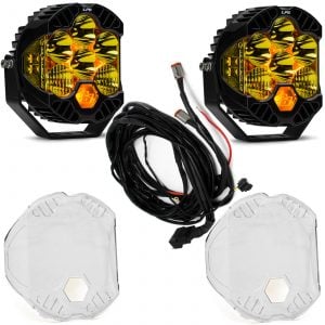 Baja Designs® LP6 Pro™ LED Amber Driving/Combo Lights Pair, Clear Rock Guards & Upfitter Harness