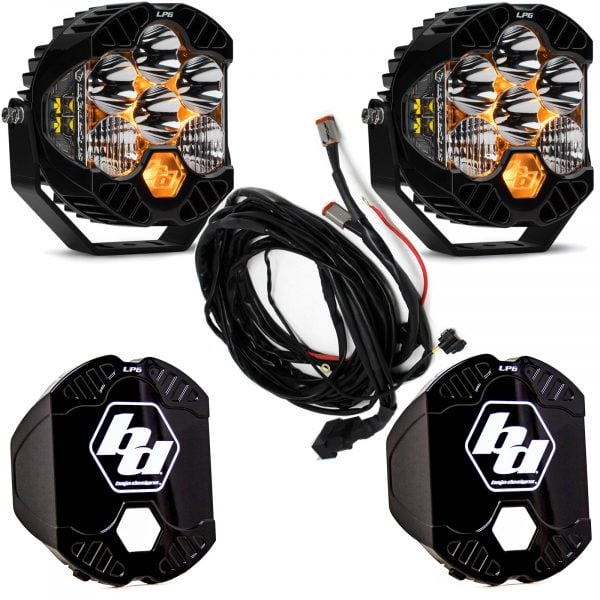 Baja Designs® LP6 Pro™ LED White Driving/Combo Lights Pair w/Rock Guards & Upfitter Harness Baja Designs® LP6 Pro™ LED White Driving/Combo Lights Pair w/Rock Guards & Upfitter Harness