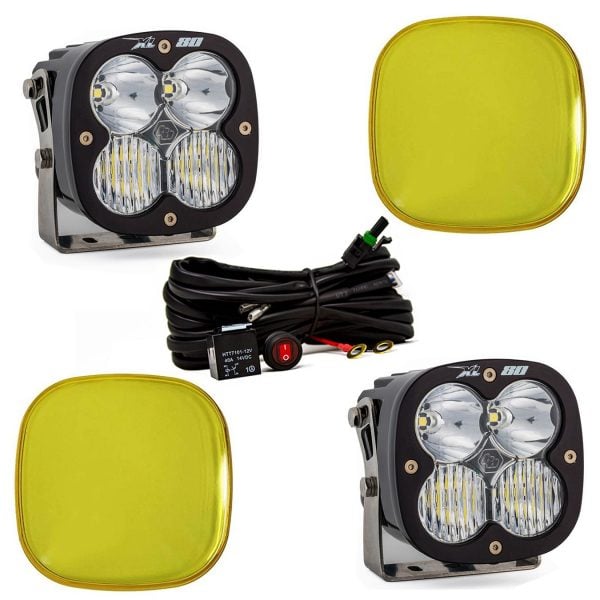 Baja Designs® XL80 LED Lights Pair Driving/Combo & Amber Rock Guards Kit Baja Designs® XL80 LED Lights Pair Driving/Combo & Amber Rock Guards Kit