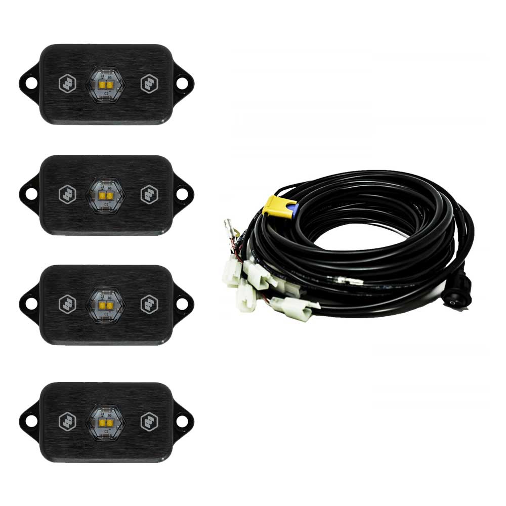 Baja Designs® Universal White LED Rock Lights Kit (4 Lights) w/Harness