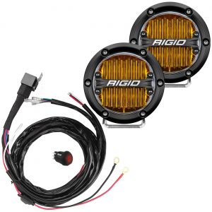 Rigid Industries® 360-Series SAE 4" Round LED Lights Pair (Yellow) with Harness