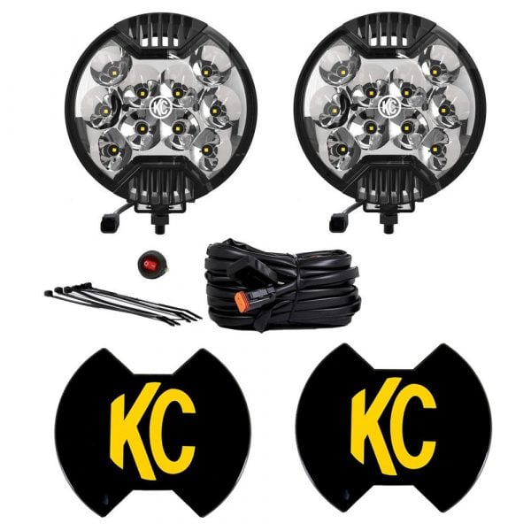 KC HiLiTES® SlimLite™ 6-inch LED Round Spot Beam 50W Lights Pair w/ Harness KC HiLiTES® SlimLite™ 6-inch LED Round Spot Beam 50W Lights Pair w/ Harness