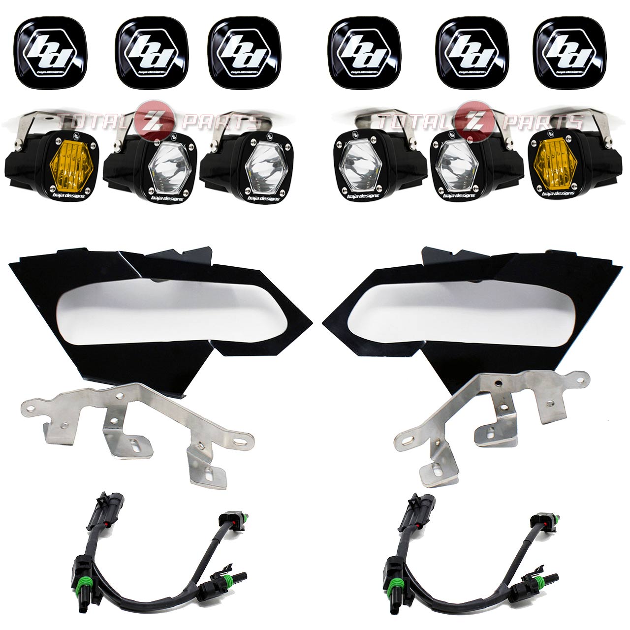 Baja Designs® S1 Triple Amber/Clear LED Headlight Kit & Rock Guards (Can-Am Maverick X3)