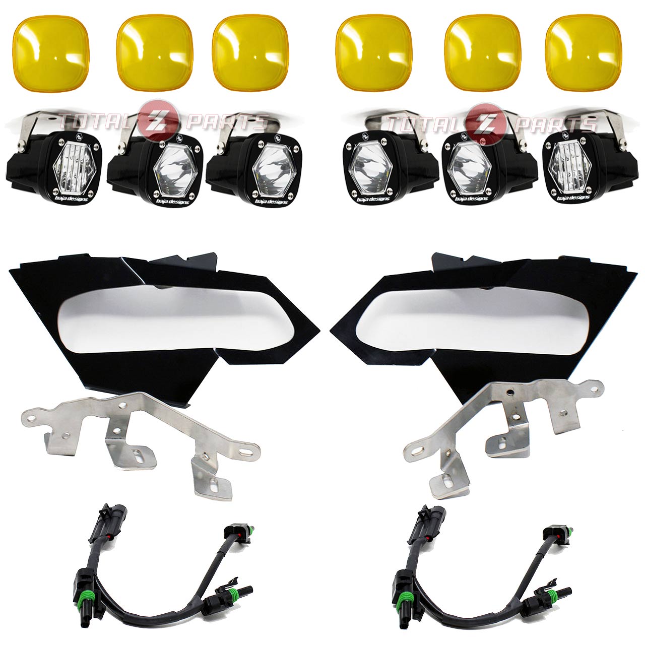 Baja Designs® S1 Triple LED Headlight Kit w/Amber Rock Guard Covers (2017+ Can-Am Maverick X3)