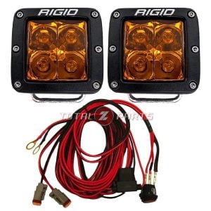 Rigid Industries® D-Series Spot Pair w/Amber PRO Lens & Wiring Harness