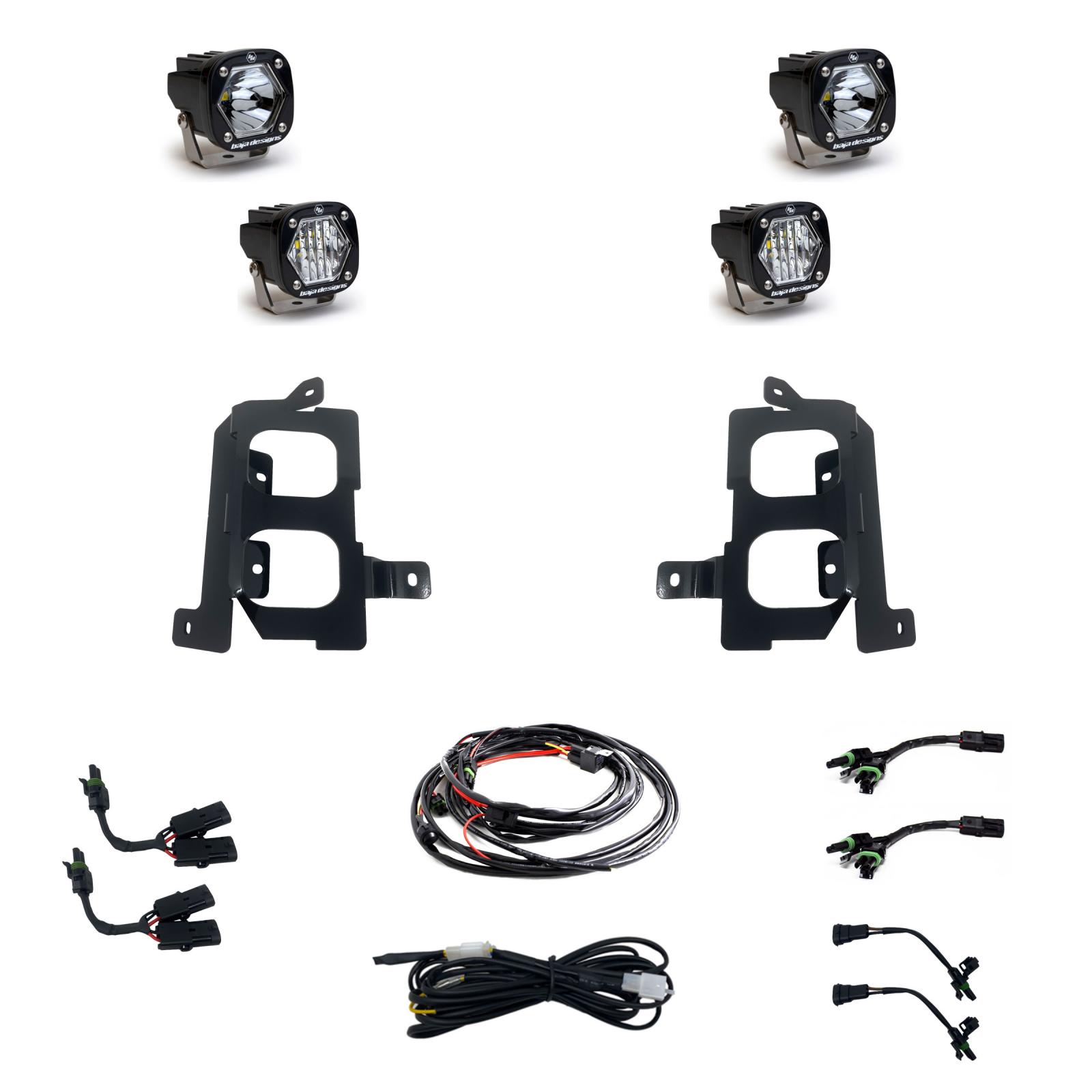 Baja Designs® S1 Dual Fog LED Pocket Light Kit Clear (20-22 GMC Sierra 2500HD/3500HD)