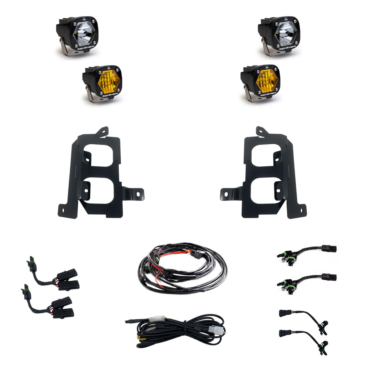 Baja Designs® S1 Dual LED Fog Lights Kit Clear/Amber (20-22 GMC Sierra 2500HD/3500HD)