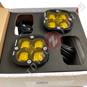 Baja Designs™ Squadron SAE LED Clear Fog Lights Pair w/Harness & Amber Rock Guards