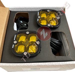 Baja Designs™ Squadron SAE LED Clear Fog Lights Pair w/Harness & Amber Rock Guards Baja Designs™ Squadron SAE LED Clear Fog Lights Pair w/Harness & Amber Rock Guards