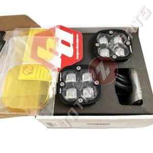 Baja Designs™ Squadron SAE LED Clear Fog Lights Pair w/Harness & Amber Rock Guards Baja Designs™ Squadron SAE LED Clear Fog Lights Pair w/Harness & Amber Rock Guards