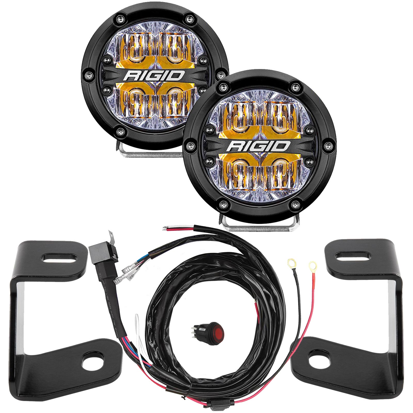 Rigid® 360 Driving 4-inch (Amber Backlight) LED A-Pillar Ditch Lights Kit (15-20 Ford F150/Raptor)