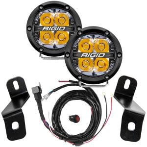 Rigid® 360 Spot 4-inch (Amber Backlight) LED A-Pillar Ditch Lights Kit (21-UP Ford F150, Raptor)